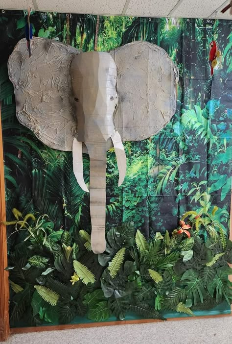 Jungle Themed Playground, Jungle Treasure Hunt, Jungle Adventure Vbs, Jungle Stage Decorations, Wild Live Vbs Decorations, Great Jungle Journey Vbs Decorations, Jungle Parade Float, Jumanji Decoration Ideas, Jungle Set Design