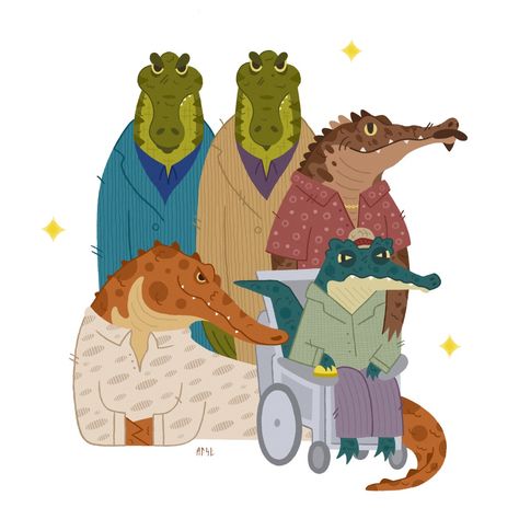 Salamanca Family, Contemporary Illustration, Crocodiles, Salamanca, Weird Animals, Breaking Bad, Dark Fantasy Art, Character Illustration, Dark Fantasy