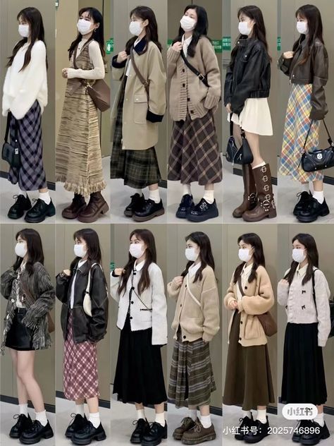 Coats For Women Korean Style, Japanese Fashion Women Autumn, Korean Winter Dress Outfit, Japanese Fashion Winter Outfits, Japan Clothes Style, Japanese Clothing Style Casual, Japanese Cardigan Outfit, Japan Trip Outfit Winter, Cute Japanese Winter Outfits