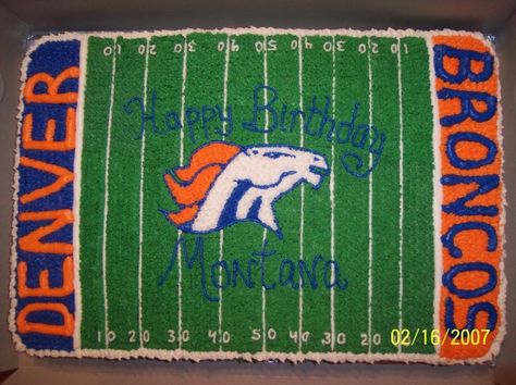 Nfl Football Cake, Denver Broncos Cake, Birthday Cake Football, Football Cakes For Boys, Superbowl Ideas, Cake Football, Football First Birthday, Sports Cakes, Denver Food