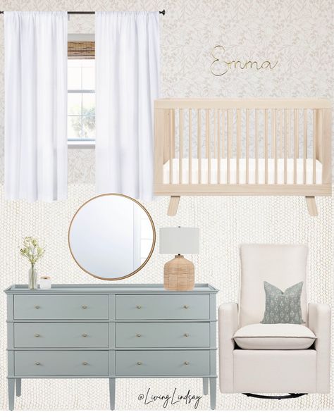 Feminine Nursery Ideas, French Blue Nursery, Grace Dresser, Modern Baby Girl Nursery, Nursery Dresser Decor, Twin Nursery Room, Transitional Nursery, Modern Girl Nursery, Feminine Nursery