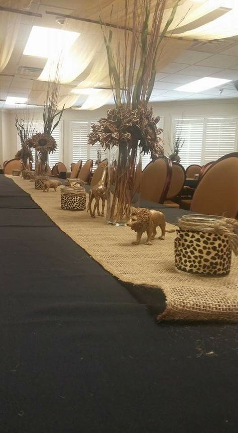 Africa Party Decorations, African Safari Decorations, African Theme Party Centerpieces, Africa Theme Party Decorations, African Theme Table Decor, Animal Print Centerpieces, African Themed Party, Safari Table Set Up, African Safari Party Decorations