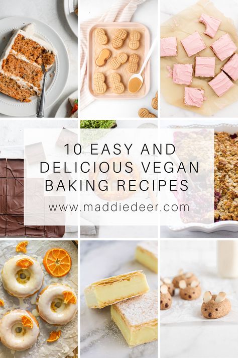 These vegan recipes are not only delicious and easy, but the best way to kick off spring! #veganfood #vegandesserts #veganbaking Easy Vegan Baking, Vegan Pastries, Spring Baking, Vegan Baking Recipes, Vegan Lunch Recipes, Boozy Desserts, Summer Baking, Vegan Bakery, Vegan Kitchen