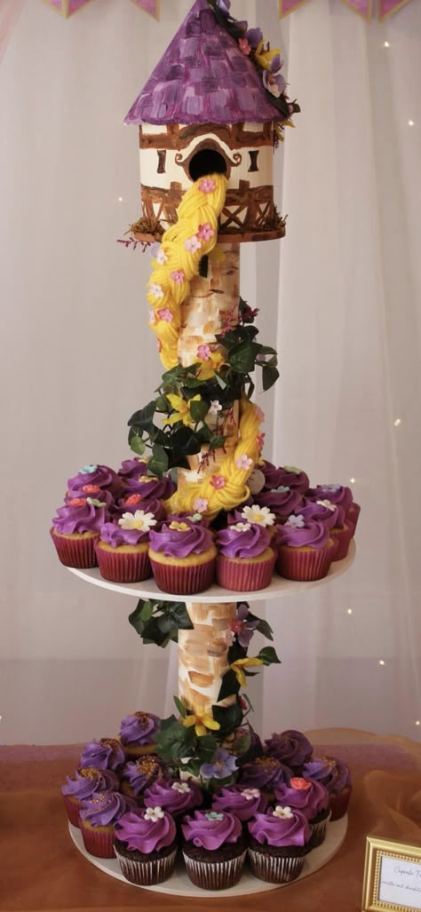 Rapunzel Party Decorations Ideas, Sweet Sixteen Disney Theme, Sweet 16 Party Ideas Rapunzel, Rupanzel Theme Quince, Rapunzel Cupcake Tower, Rapunzel Inspired Quinceanera, Rapunzel Bridal Shower Theme, Disney Princess Theme Quinceanera, Rapunzel Cake Quinceanera