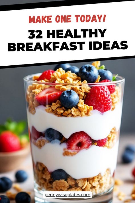 granola yoghurt parfait, a healthy breakfast idea Healthy Morning Breakfast Recipes, Easy Morning Breakfast, Quick And Easy Healthy Breakfast, Breakfast Healthy Recipes, Easy Healthy Breakfast Ideas, Cook Breakfast, Easy Morning, Cooked Breakfast, Breakfast Healthy