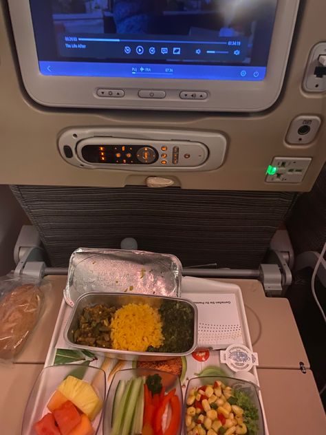 Food In Airplane, Food Snaps Night, Airplane Food, Plane Food, Traveling Aesthetic, Airport Aesthetic, Aesthetic Backpack, Night Video, Night Flight