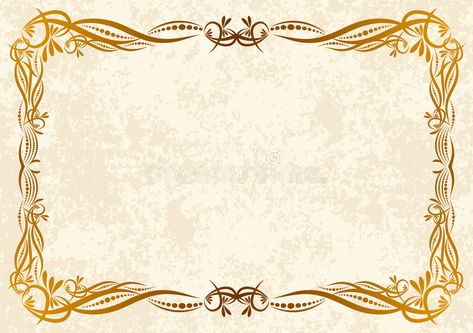 Border Frame Design, Gold Border Design, Frames Design Graphic, Certificate Border, Art Certificate, Certificate Background, Gold Wallpaper Background, Wedding Certificate, Certificate Design Template