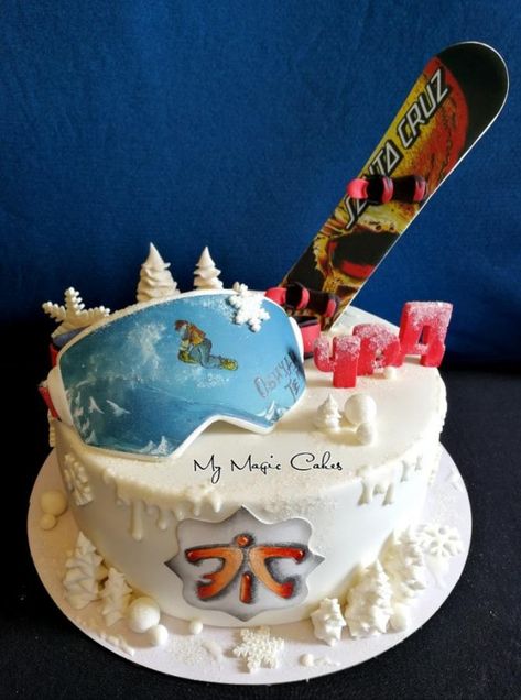 Snowboard Cake, Magic Cakes, Birthday Magic, Cakes Fondant, Snow Board, Pinterest Cake, 6 Cake, Winter Cake, Magic Cake