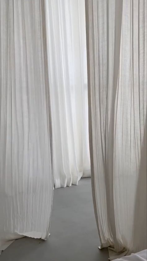 Flowing Curtains Aesthetic, Drapery Aesthetic, Drapes Photoshoot, Drapes Aesthetic, Curtains Aesthetic, Interior Minimal, Layered Curtains, Curtain Backdrops, White Couches