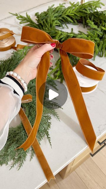 Kasey Dixon on Instagram: "DIY \ how-to tie a holiday BOW✨ Taking my wired velvet ribbon from Amazon and showing y’all how to do it🎀 Making sure the velvet is facing YOU! Try it with me! I use these all around the house on my Christmas wreaths, stairway garland and swags. Happy BOW making!xx

Comment BOW below to receive a DM with the link to shop this post on my LTK 🔗🔗 https://liketk.it/4WCEf

#bowseason #bows #christmasbow #howtotieabow #bowtutorial #christmasbows #christmasbow #amazonhome #amazonhomefinds" Attaching Ribbon To A Wreath, How To Tie A Simple Bow For A Wreath, Tying A Bow For A Wreath, Tie A Bow For A Wreath, Tie Velvet Ribbon Bow, Simple Bow For Wreath, Simple Wreath Bow Easy Diy, Velvet Christmas Bow Tutorial, Ribbon On Christmas Wreath