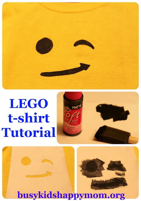 LEGO T-shirts with Freezer Paper Stencil - Busy Kids=Happy Mom - Lego movie faces? Lego Faces, Lego Shirts, Lego Camp, Lego T Shirt, T Shirt Tutorial, Freezer Paper Stenciling, Diy Lego, Lego Club, Lego Diy