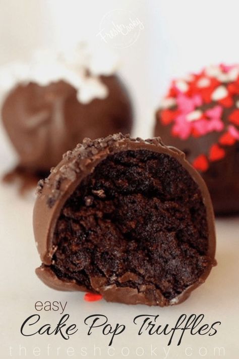 Oh please make these sweet, chocolate cake truffles for your kids, sweetheart, teachers or coworkers this Valentine's Day. Easy how to instructions on the blog, click on the picture. #thefreshcooky #valentinestreats #valentinesfoodideas #cakepops #chocolate #cakepoptruffles #easyrecipe #homemade #fromscratch #classroomtreats #valentinesdayideas Chocolate Cake Truffles, Chocolate Cake Pops Recipe, Valentine's Chocolate, Sweet Chocolate Cake, Cakes To Make, Cake Ball, Chocolate Cake Pops, Cake Pops How To Make, Cake Pop Recipe