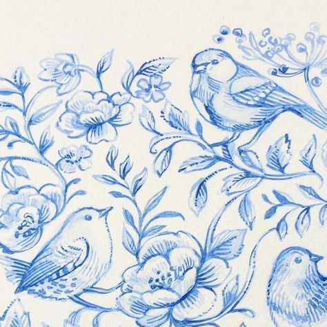 Blue Drawings, Blue Flower Painting, Light Blue Aesthetic, Light Blue Flowers, Blue Pottery, White Bird, Lino Print, Beautiful Lights, Delft