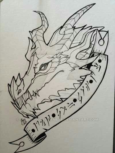 Alduin Skyrim Inspired Tattoos, Simple Skyrim Tattoo, Skyrim Shout Tattoo, Alduin Skyrim Tattoo, Minimalist Skyrim Tattoo, Skyrim Tattoo Ideas, Alduin Skyrim Drawing, Skyrim Drawing, Dagger Drawing