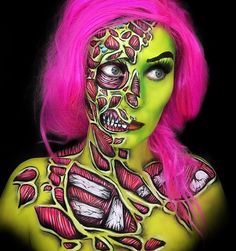 Zombie Pop, Pop Art Zombie, Halloweenský Makeup, Pop Art Makeup, Special Fx Makeup, Amazing Halloween Makeup, Horror Makeup, Zombie Makeup, Face Painting Halloween