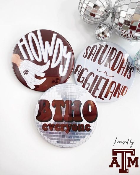 TEXAS A&M Maroon Game Day Tailgate Buttons | Game Day Pins | College Football | Tailgate Buttons | TAMU Gameday Pinback Buttons Game Day Pins, Game Day Buttons, Gameday Buttons, College Football Tailgate, Gameday Fits, Orange Games, M&m Game, Football Tailgate, College Game Days