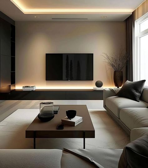 Simple And Elegant Living Room Ideas, Minimalist Tv Wall Design Living Rooms, Tv Wall Design Minimalist, Minimalist Interior Design Living Room, Minimalist Living Room Ideas, Modern Apartment Living Room, Minimal Living Room, Clean Homes, Modern Farmhouse Bedroom