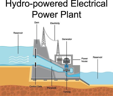 Power Drawing, Hydro Power Plant, Hydro Power, Hydroelectric Power Plant, Hydroelectric Dam, Energy Transformations, Hydroelectric Power, Electrical Diagram, Electric Generator