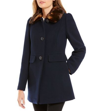 kate spade new york A-Line Faux-Fur Collar Short Wool Coat #winterfashion #womenfashion #stylishcoat #winterfashion Short Wool Coat, Cyndi Spivey, Stylish Coat, Faux Fur Collar, Winter Season, Wool Coat, Kate Spade New York, The Winter, Winter Fashion