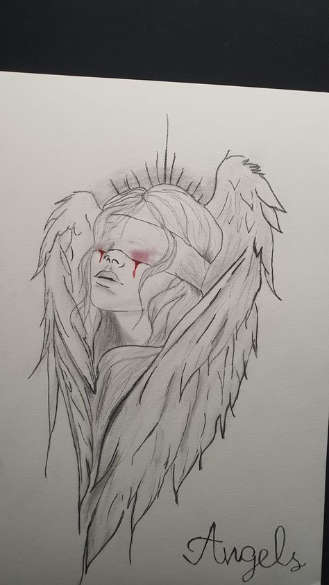 Angel drawing Angel Drawing Biblical, Simple Angel Drawing Sketch, Fallen Angel Art Draw, Dark Angel Sketch, Anger Drawing Base, Anger Doodle, How To Draw Angel, Angel Flying Drawing, Angel Sketch Simple