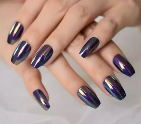 1920s Nails, Holographic Nail Designs, Purple Chrome Nails, Purple Chrome, Purple Holographic, Boho Nails, Stylish Nails Designs, Top Nail, Holographic Nails