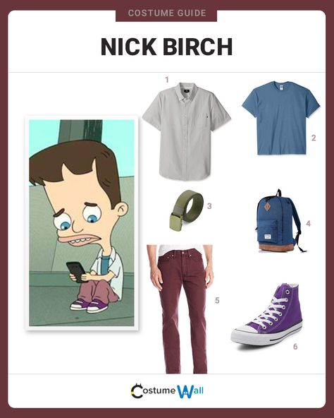 The best costume guide for dressing up like Nick Birch, the prepubescent twelve-year-old boy who appears on the Netflix show Big Mouth. Big Mouth Halloween Costumes, Nick Birch Big Mouth, Nick Birch, Spirit Weeks, Movie Character Ideas, Got Costumes, Get Ready For School, Costume Guide, Best Costume