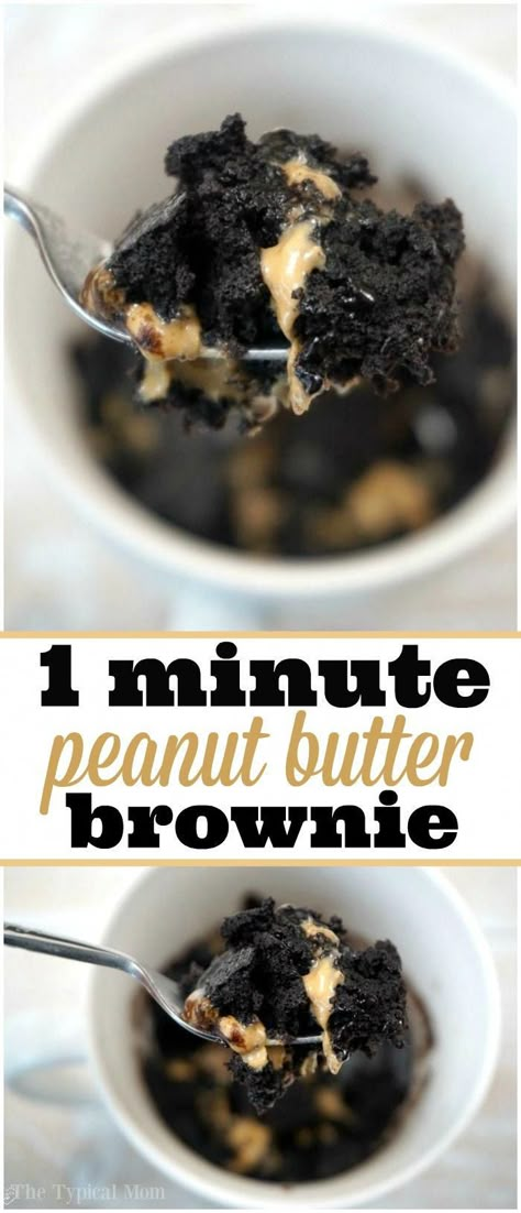 Dessert Micro Onde, Microwave Mug Brownie, Brownie In A Mug Recipe, Mug Brownie Recipe, Microwave Brownie, Mug Brownie, Mug Recipe, Microwave Dessert, Peanut Butter Brownie