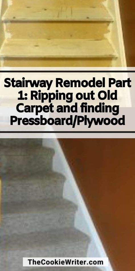 Stairway Remodel Part 1: Ripping out Old Carpet and finding Pressboard/Plywood How To Replace Carpet On Stairs, Diy Stair Makeover Removing Carpet, Alternative To Carpet On Stairs, Carpet To Wood Stairs Diy, Refinish Stairs Removing Carpet, Update Carpeted Stairs, Carpet Removal Stairs, How To Rip Out Carpet, How To Redo Carpeted Stairs