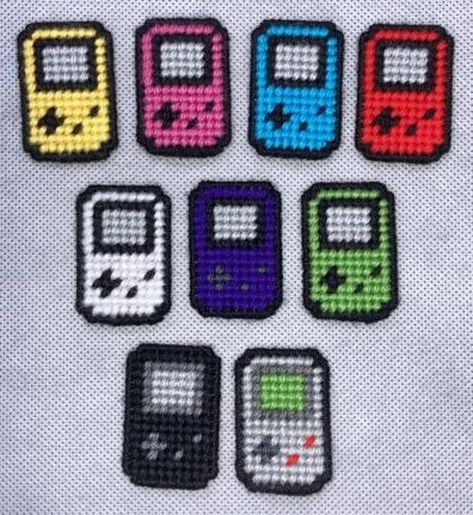 Feeling nostalgic? Then check out this Game Boy inspired magnets! Choose from the original gray or a range of other colors! Mix and match with 3 for $10 or 5 for $18! (Higher quantities available as needed. Just send me a message!) You can even choose just the rainbow set, or get them all if you like!  If you mix and match, make sure to tell me which colors you want in a note on the check out page!These magnets are handmade with yarn and plastic canvas and measures roughly  1 x 1 5/8 in.  Makes Plastic Canvas Earrings, Plastic Canvas Magnets, Plastic Canvas Patterns Free Printable, Plastic Canvas Ideas, Plastic Canvas Coasters, Feeling Nostalgic, Plastic Canvas Crafts, Fuse Beads, Canvas Crafts