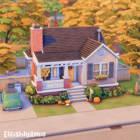 #eapartner | Cozy Autumn Home 🍂 👉Watch the speed build on my YouTube, Link in bio I am back with an autumn themed build! With the weather starting to get cooler I was inspired to create a cozy fall home in San Sequoia 😊 Build Details: 🏡 20x30 🛏️ 1 Bedroom 🚽 1 Bathroom 📍San Sequoia ✅ No CC 🌸 Gallery Id: elfishlyamie 👀 Disclaimer: Thank you to the EA Creator Network, I do receive free codes and early access to The Sims 4. All of my opinions are my own. #sims4 #ts4 #thesims4 #nocc #sims #sim... Sims 4 Townie Ideas, The Sims Tiny House Ideas, Sims 4 Daisy Hovel Renovation, Sims 4 San Sequoia Build, The Sims 4 Starter Home, Cozy House Sims 4, Sims 4 Fall House, Sims 4 San Sequoia House, San Sequoia House Sims 4