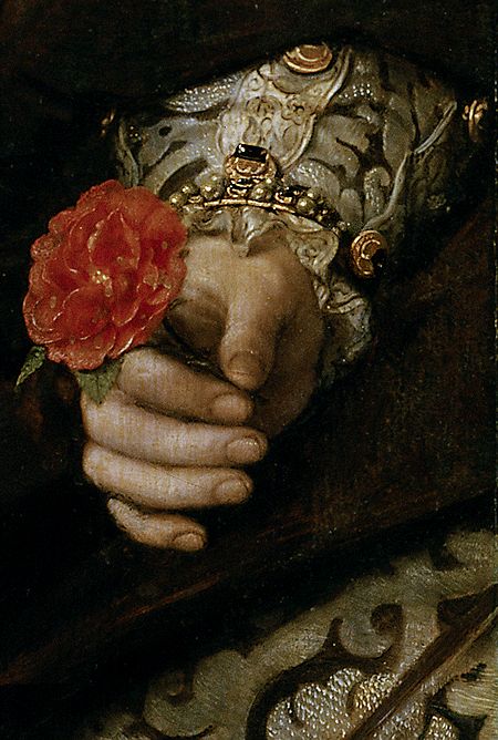 María Tudor (detail), 1554, by Empress Maria of Austria, wife of Maximilian II, 1551, by Antonio Moro (aka. Anthonis Mor, and Anthonis Mor van Dashorst) (Dutch, 1517-1577) Mary Tudor, Holy Art, Dutch Masters, Painting Details, Detailed Paintings, Old Paintings, Classical Art, Detail Art, Rembrandt