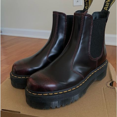 Doc Martens Platform Chelsea Boot Chelsea Doc Martens, Dr Marten Chelsea, Doc Martens Chelsea Boot, Doc Marten Chelsea Boot, Haute Goth, Doc Martens Platform, Doc Marten Chelsea, Dark Cherry Color, Dr Martens Chelsea Boots