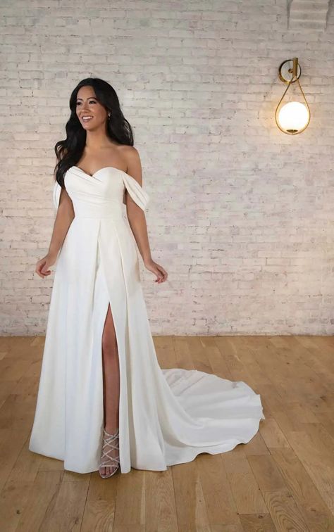 Wedding Dress Big Bust, Stella York Bridal, Plain Wedding Dress, Wedding Dresses Sweetheart Neckline, Stella York Wedding Dress, Big Wedding Dresses, Off Shoulder Wedding Dress, Classy Wedding Dress, Aline Wedding Dress