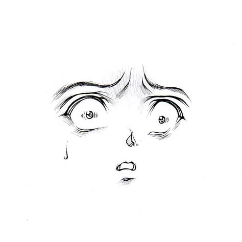 Scared Face Drawing, Anime Shocked Face, Eyes Drawing Anime, Simple Face Drawing, Scared Face, Anime Face Drawing, How To Draw Anime Eyes, Shocked Face, Manga Eyes