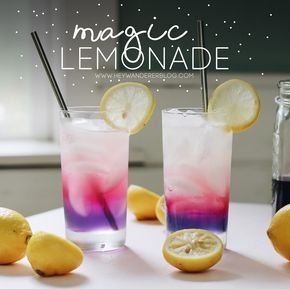 Magic Lemonade Recipe for your Solar Eclipse party! It's a simple color-changing drink. Magic Lemonade, Eclipse Party, Layered Drinks, Colorful Drinks, Lemonade Drinks, Lemonade Recipe, Kid Drinks, Themed Drinks, Lemonade Recipes