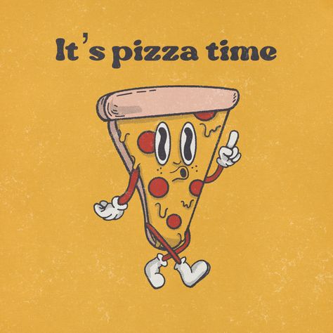 30s Cartoon, Pizza Character, Cute Pizza Drawing, Pizza Poster Design, Vintage Pizza, Cartoon Pizza, Retro Food Poster, Vintage Food Posters Retro, Pizza Illustration Art