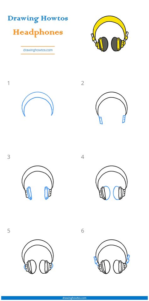 How to Draw Headphones - Step by Step Easy Drawing Guides - Drawing Howtos How To Draw Headphones On Head, Headphones Drawing Easy, Headphones Drawing Reference, Headset Drawing, How To Draw Headphones, Draw Headphones, Headphones Doodle, Drawing Moodboard, Drawing Headphones