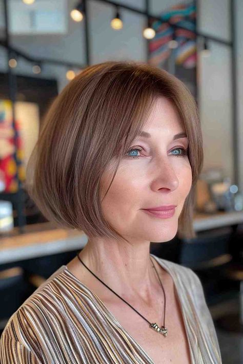 The Best Bob Haircuts & Hairstyles of 2024 Straight Chin Length Bob, Straight Chin Length Bob Haircut, Chin Length Bob Square Face, Chin Length Bobs, Chin Length Haircuts For Women Over 50, Short A Line Bob, A Line Bob Haircut, Classic Chin Length Bob, Soft Bob Haircut