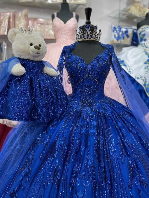 Sweet 15 Dresses Quinceanera Purple, Dark Blue Dress Sweet 16, Royal Blue Debut Gown, Quince Dresses With Capes, Royal Blue And Black Quinceanera Dresses, 16 Dresses Princesses Sweet 16, Dark Blue 15 Dresses, Quencinera Dresses Blue, Navy Blue 15 Dress