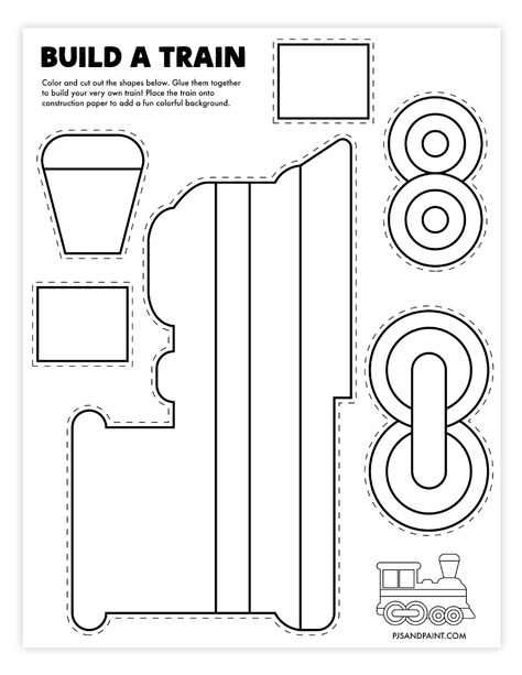 Transportation Art Preschool, Preschool Transportation Crafts, Train Craft, Trains Preschool, Printable Crafts For Kids, Train Crafts, Train Template, Preschool Transportation, Transportation Activities