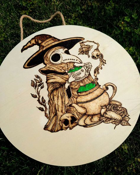 Another little spooky plague doctor completed. #woodburn #pyrography #spooky #plaguedoctor #fyp Plague Doctor, July 28, Pyrography, Wood Burning, Crystals, Wood, Pattern, On Instagram, Instagram