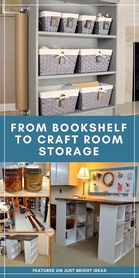 Find out how to turn an old bookcase into craft room storage Repurpose Bookshelf Ideas, Repurposed Bookshelf, Storage Basement, Room With Bookshelves, Sunroom Makeover, Old Bookshelves, Cubby Shelves, Bookshelf Ideas, Repurposing Ideas