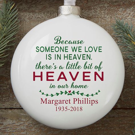 Personalized Memorial Christmas Ornament - Heaven In Our Home Memorial Ornaments, Christmas Ornaments Homemade, Christmas Ornament Crafts, Christmas Decorations Ornaments, Personalized Christmas Gifts, Personalized Christmas Ornaments, Homemade Christmas, Holiday Decor Christmas, Diy Christmas Ornaments