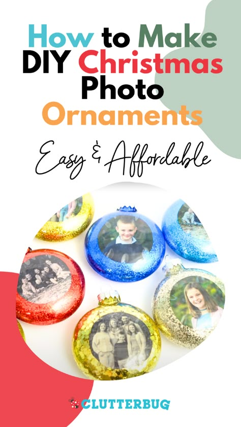 Ever seen those DIY photo ornaments for the Christmas tree and wondered how they're? It's actually super simple. Time to get crafty with me in this easy tutorial. You'll end up with more than Christmas decor; these simple glittery ornaments are the perfect Christmas keepsakes, and they make excellent gifts for your family. How To Make An Ornament With A Picture, Diy Keepsake Christmas Ornaments, Family Photo Ornaments Diy, Student Made Ornaments For Parents, Diy Resin Photo Ornaments, Easy Photo Ornaments Diy, Easy Diy Photo Ornaments, Ornaments For Parents From Students, Personalised Ornaments Christmas