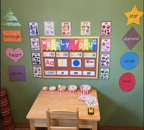 Preschool Homeschool Room, Homeschool Room Ideas, Weekly Focus, Homeschool Room Organization, Preschool Prep, Learning Board, Preschool Rooms, Preschool Circle Time, Homeschool Preschool Activities