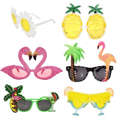 Beach Luau Outfit, Beach Themed Party For Adults Decoration, Beach Theme Party For Adults, Tropical Party Outfit, Tropical Sunglasses, Adult Luau Party, Beach Party Accessories, Luau Outfits, Surf Birthday