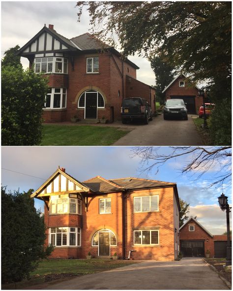 brick double storey side extension on 1930s house Double Storey Side Extension Ideas, 1930s Semi Detached House Exterior Uk, Uk 1930s House, Double Fronted 1930s House, 1940 Semi Detached House, Double Story Side Extension, Double Storey Side Extension, 1930s House Exterior Uk, Side Extension Ideas