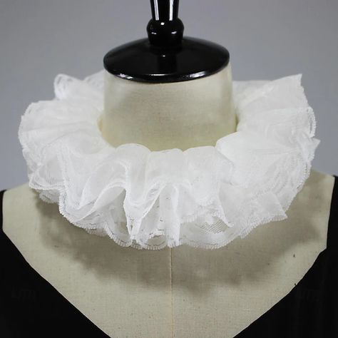 Retro Vintage Rococo Victorian Renaissance Neck Collar Ruffled Collar Women's Halloween Party Collar 2024 - $10.49 Workshop Outfit, Clothes Categories, Rodeo Clown, Clown Collar, Cabaret Costume, Character Outfit Inspiration, Collar For Women, False Collar, Fancy Bows