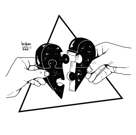 Puzzle Drawing, Space Drawings, 카드 디자인, Heart Drawing, Ink Illustrations, Cool Art Drawings, Art Drawings Sketches, Ink Art, Dark Art