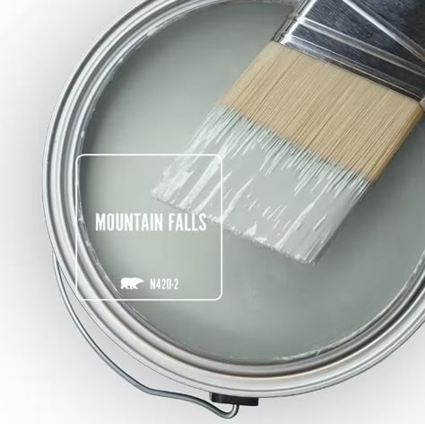 Behr Mountain Falls paint color swatch. #behrmountainfalls #sagepaintcolors Behr Premium Plus, Behr Marquee, Behr Paint Colors, Behr Paint, Room Paint Colors, Paint Primer, Colors For Home, Interior Paint Colors, Paint Can